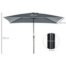 Outsunny 3x2m Patio Parasol Canopy Tilt Crank 6 Ribs Sun Shade Garden Dark Grey
