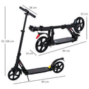 HOMCOM Kick Scooter Foldable Aluminum Ride On Toy For 8+ Adult Teens, Black
