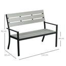 Outsunny 2 Seater Garden Bench with Steel Frame Garden Loveseat 122x65x92cm Grey