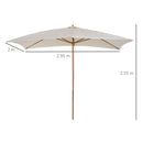 Outsunny Wooden Garden Parasol Sun Shade Patio Umbrella Canopy Cream White
