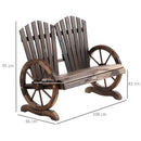 Outsunny 2 Seater Garden Bench w/ Wheel-Shaped Armrests Carbonised colour