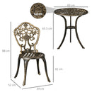 Outsunny 3 Piece Cast Aluminium Bistro Set w/ Parasol Hole for Balcony, Patio