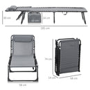 Outsunny Lounger Folding Reclining Camping Bed 5-position Adjustable Grey