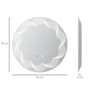 kleankin LED Dimming Lighted Bathroom Mirror with Smart Touch, Anti-Fog, 70cm