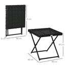 Outsunny Folding Square Rattan Coffee Table w/ Steel Frame Bistro Garden Black