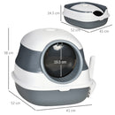 PawHut Foldable Cat Litter Tray Hooded Cat Litter Box w/ High Side, Entrance