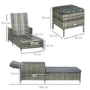 Outsunny Patio Chaise Lounge Chair Set W/ Adjustable Backrest, Side Table, Grey