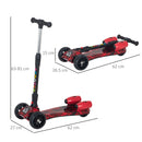 HOMCOM Child Wheel E-Scooter Light Music Water Spray Rechargeable 3-6 Yrs Red