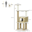 PawHut Cat Tree Climbing Tower w/ Scratching Post, Cat House, Hanging Toy Ball