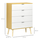 HOMCOM Chest of Drawers, 4 Drawer Unit Storage Cabinet, White and Natural