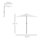 Outsunny 3 (m) Metal Frame Garden Furniture Parasol Half Round Umbrella