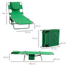 Outsunny Beach Chaise Lounge Portable Adjustable Backrest with Face Cavity Green
