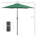 Outsunny Patio Umbrella Parasol Sun Shade Garden Aluminium Green 2.7M