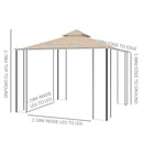 Outsunny 3x3(m) Outdoor Gazebo Patio Pavilion Canopy Tent w/ Netting & Shelf