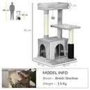 PawHut Cat Tree Climbing Activity Center w/ Scratching Massage Toy Hanging Ball