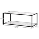 HOMCOM Coffee Table Cocktail Table w/ Faux Marble Top and Steel Frame, White