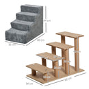 PawHut Four-Step Portable Dog Stairs with Washable Plush Cover, for Small Pets
