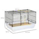 PawHut Small Pet Cage, Indoor Rabbit Guinea Pig House w/ Wood Floor, Trays