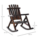 Outsunny Fir Wood Rustic Outdoor Patio Adirondack Rocking Chair Porch Rocker
