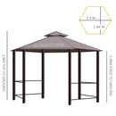Outsunny 3 x 3(m) Gazebo Canopy 2 Tier Patio Shelter Steel for Garden Brown