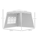 Outsunny 2.4 x 2.4m UV50+ Pop Up Gazebo Canopy Tent with Carry Bag, White