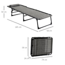 Outsunny Lounger Folding Reclining Camping Bed 5-position Adjustable Mixed Grey