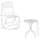 Outsunny Garden Bistro Set for 2 with Folding Chairs and Round Table, White
