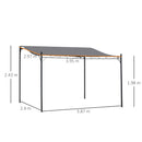 Outsunny 4 x 3M Wall Mounted Awning Free Stand Canopy Shade Porch Pergola Grey