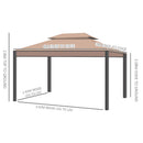 Outsunny 3 x 4m Garden Metal Gazebo Marquee Patio Party Tent Canopy Shelter
