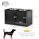 PawHut Raised Dog Bowls for Large Dogs Feeding Station w/ Stand, Storage - Black