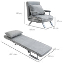 HOMCOM Sofa Bed Foldable Portable Armchair Sleeper Lounge with Pillow Light Grey