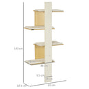 PawHut Four-Layer Cat Shelf Wall-Mounted Cat Tree w/ Cushions, Scratching Board