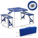 Outsunny Picnic Table Chair Set 4 Seat Aluminium PP W/ 2.7cm Umbrella Hole