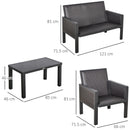 Outsunny 4 PCs Aluminum Rattan Outdoor Sofa Set Conservatory Furniture Tea Table