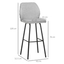 HOMCOM Bar Stools Set of 2, Upholstered Kitchen Stools with Back, Footrest
