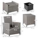 Outsunny 5 PCs Outdoor Rattan Lounge Sofa Footstool Cooler Bar Coffee Table Set