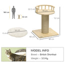 PawHut 52cm Kitty Activity Centre w/ Bed, Jute Scratching Post