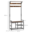 HOMCOM Coat Rack Stand Shoe Storage Bench for Bedroom Living Room Entryway