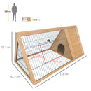 PawHut Wooden Rabbit Hutch Triangle Bunny Ferret Cage Guinea Pig Run Yellow