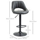 HOMCOM Barstools Set of 2 Adjustable Swivel Height Gas Lift PU Leather Chairs