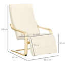 HOMCOM Lounge Chair Recliner Adjustable Footrest Home Cream White