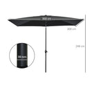 Outsunny 2 x 3(m) Garden Parasol Rectangular Market Umbrella w/ Crank Black