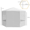 Outsunny 3.9m Outdoor Gazebo Canopy Party Tent with 6 Removable Side Walls