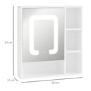 kleankin LED Illuminated Bathroom Mirror Cabinet with Dimmable Touch Switch