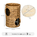 PawHut 47cm Cat Barrel Tree for Indoor Cats w/ Two Cat Houses, Cushion