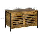 HOMCOM Louvred Storage Shoe Bench Chest with Lift Top for Bedroom, Rustic Brown