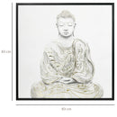 HOMCOM Gold Textured Canvas Wall Art Buddha for Living Room Bedroom, 83x83cm