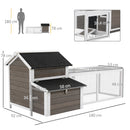 PawHut Wooden Chicken Coop Hen House w/ Removable Tray, Nesting Box, Run, Ramp