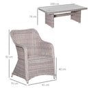 Outsunny 7 PCS Patio Rattan Dining Set with Tempered Glass Table and Cushions