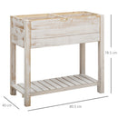 Elevated Wooden Planter Garden Grow Box with 2 tiers, 4 Pockets, 81x40x79cm